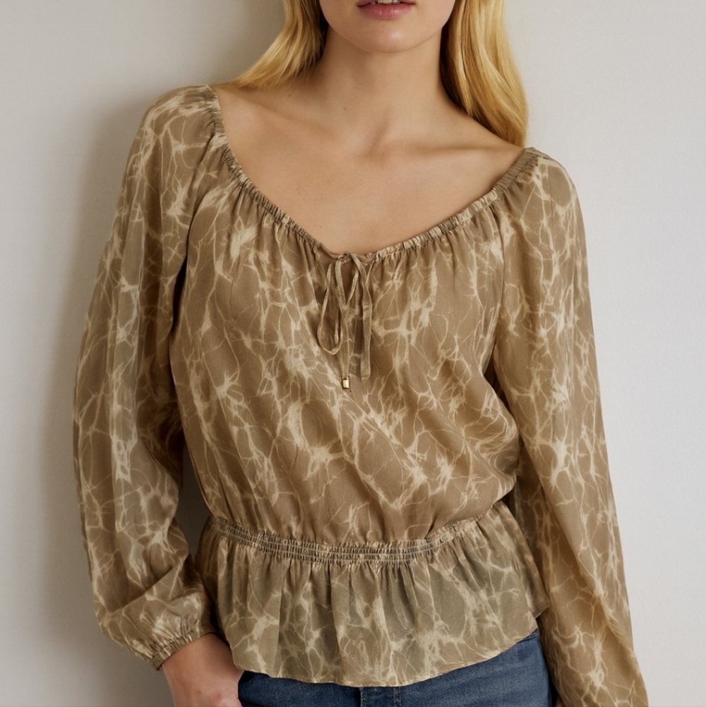 Vintage Michael Kors Beige/ goldish Patterned Blouse